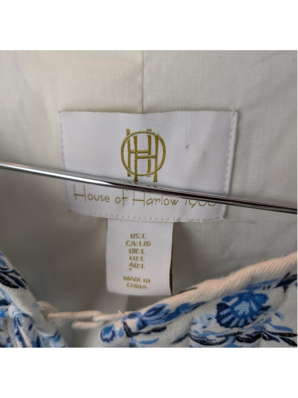 House Of Harlow Floral Blue and White Women's Jacket Size L New No Tags - Picture 9 of 11